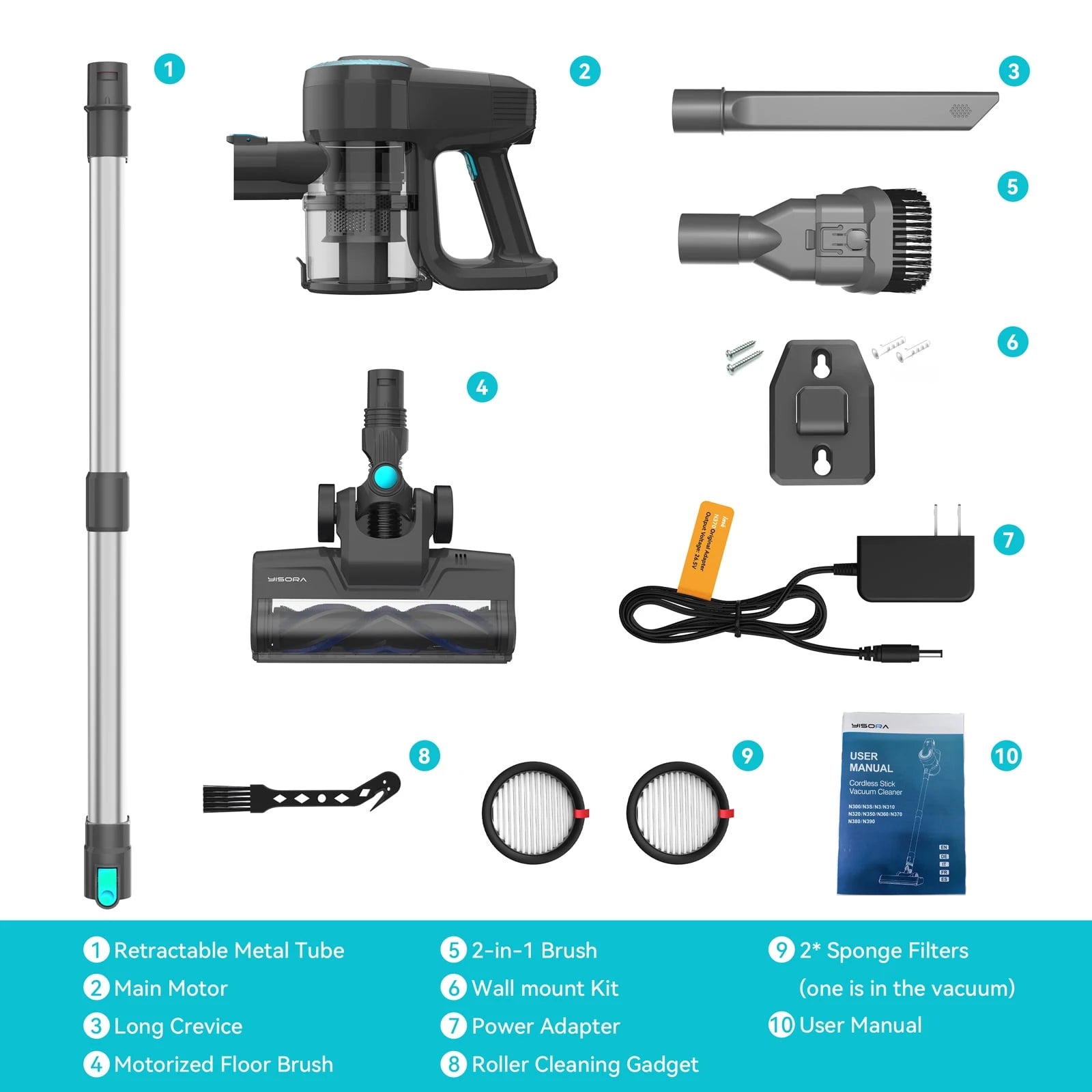 YISORA N300 Cordless Stick Vacuum